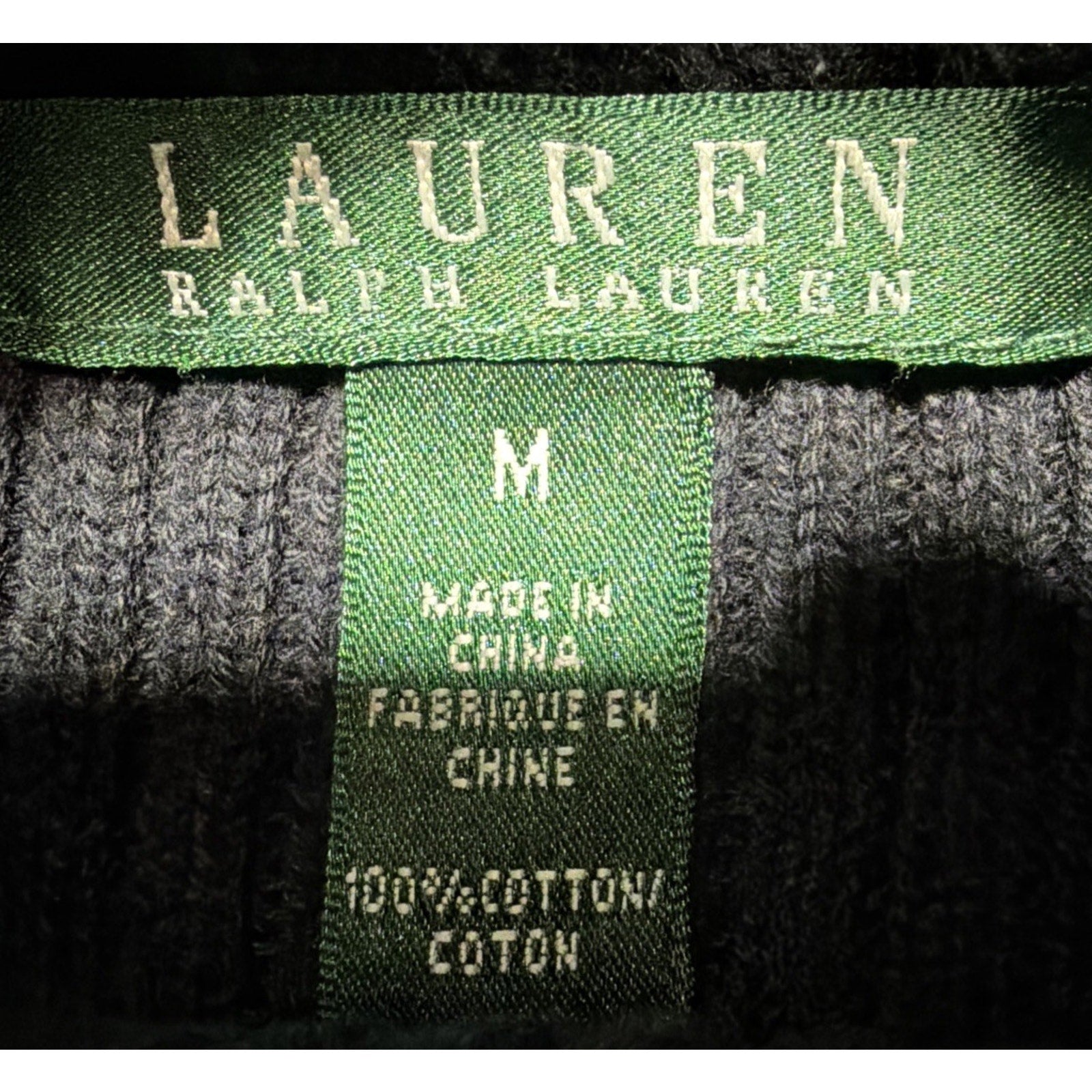 Ralph Lauren Heavyweight Black Cotton Ribbed Turtleneck Sweater Size M Spot