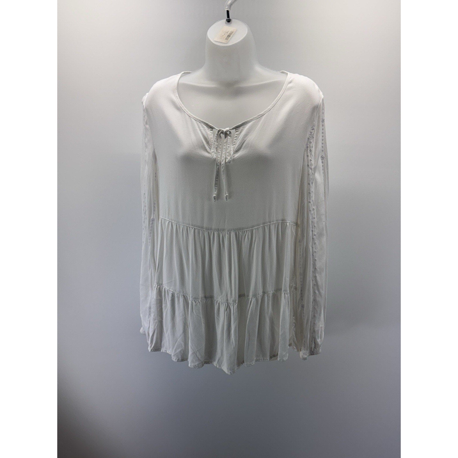 Como Vintage Blouse White Long Peasant Sleeve Women’s Size Small Bohemian Hippie