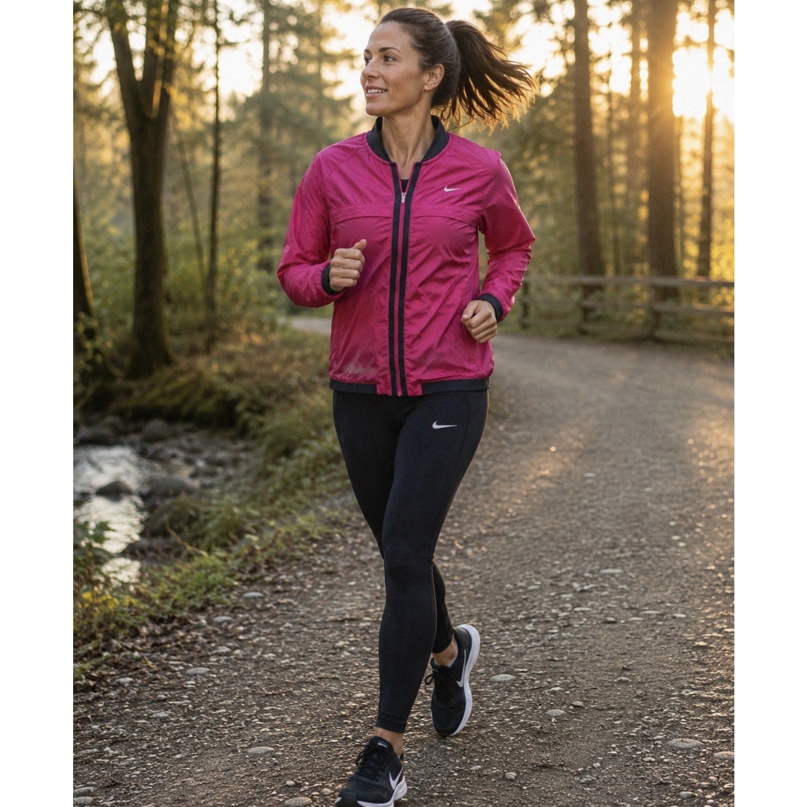 Nike Dri-FIT Womens L Pink Running Jacket Full Zip Reflective Lightweight 520336