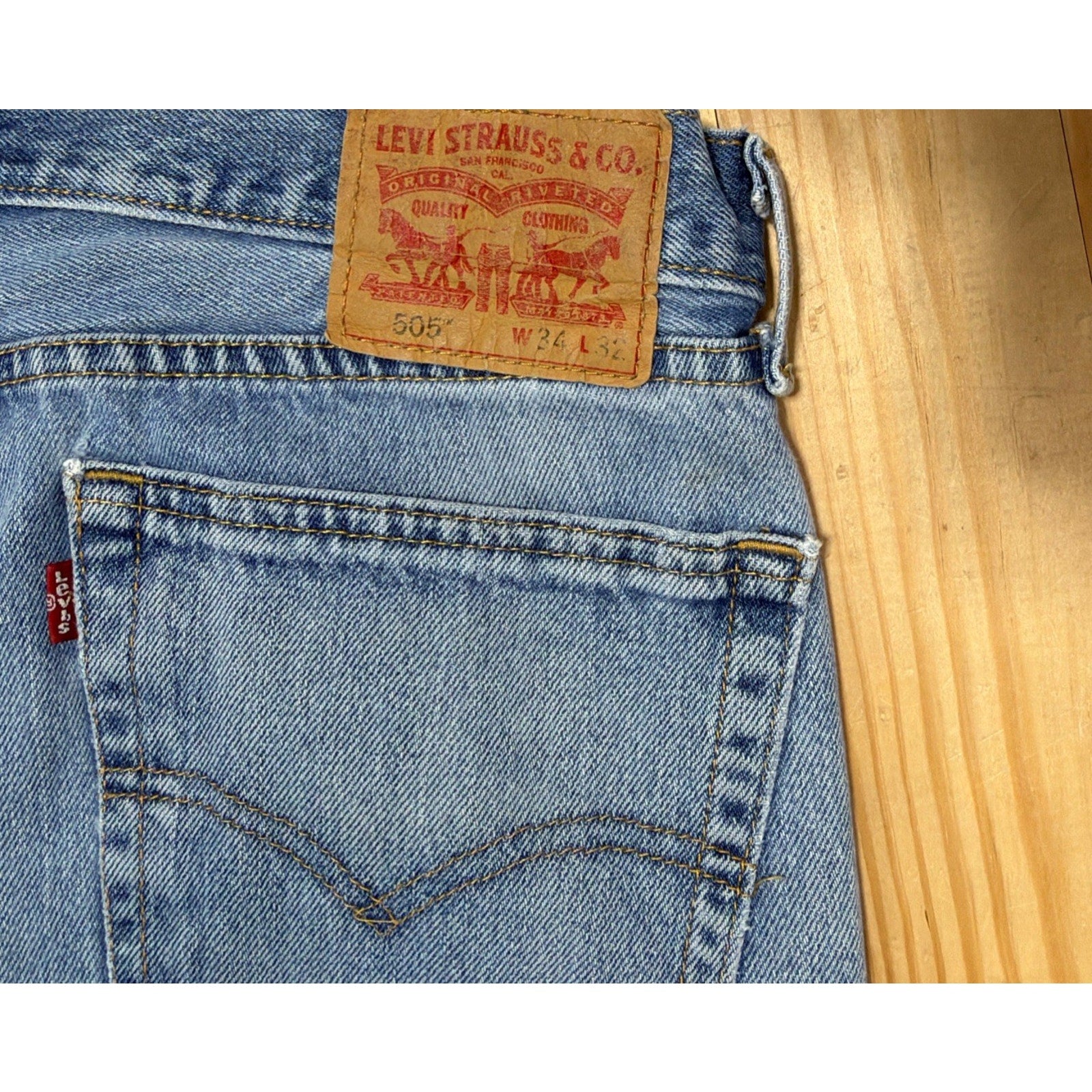 Levis 505 Jeans Men's 34x32 Regular Blue Straight Leg Workwear