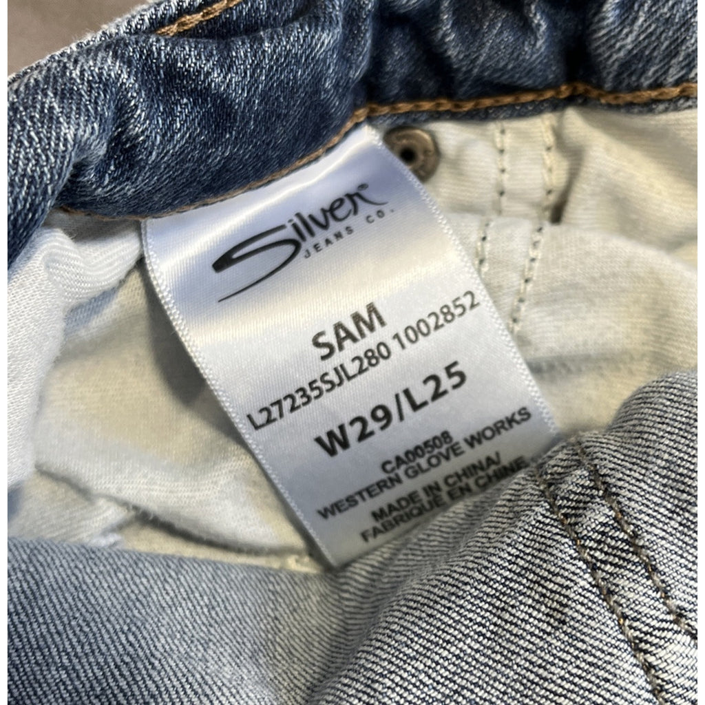 Silver Jeans Sam Raw Hem Cropped Medium Wash Fading Size 29x25