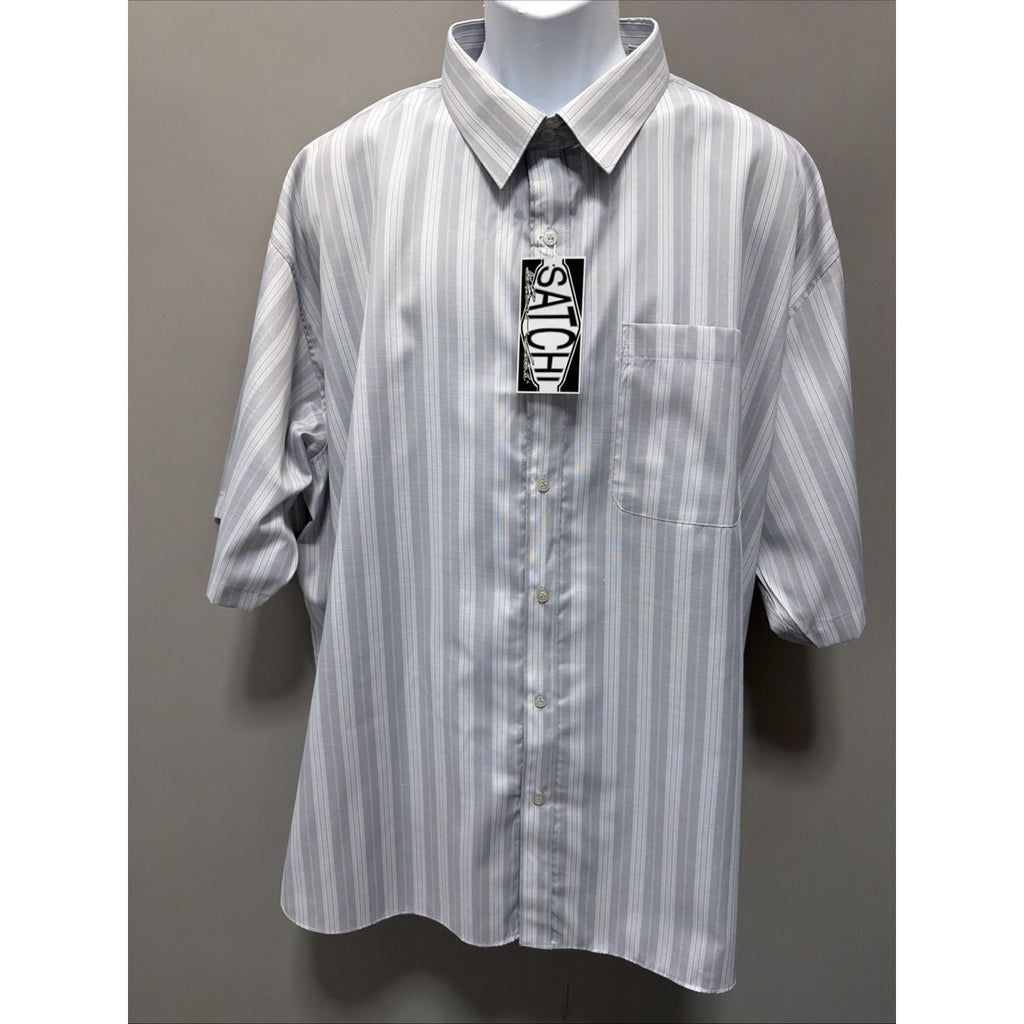 SATCHI Bruno Satchi Men's Striped Short Sleeve Dress Shirt Size 4XL