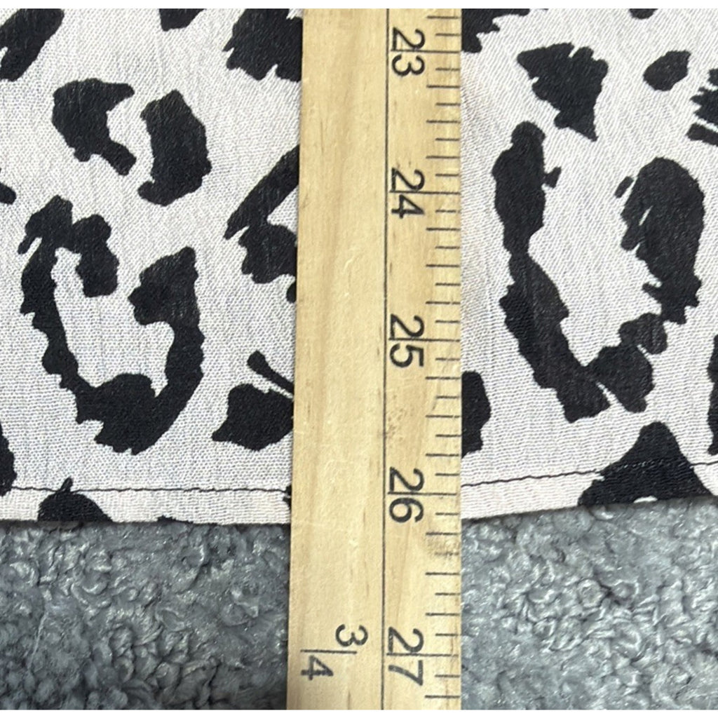 Savanna Jane Boho Embroidered Floral Leopard Print Bell Sleeve V-Neck Blouse L