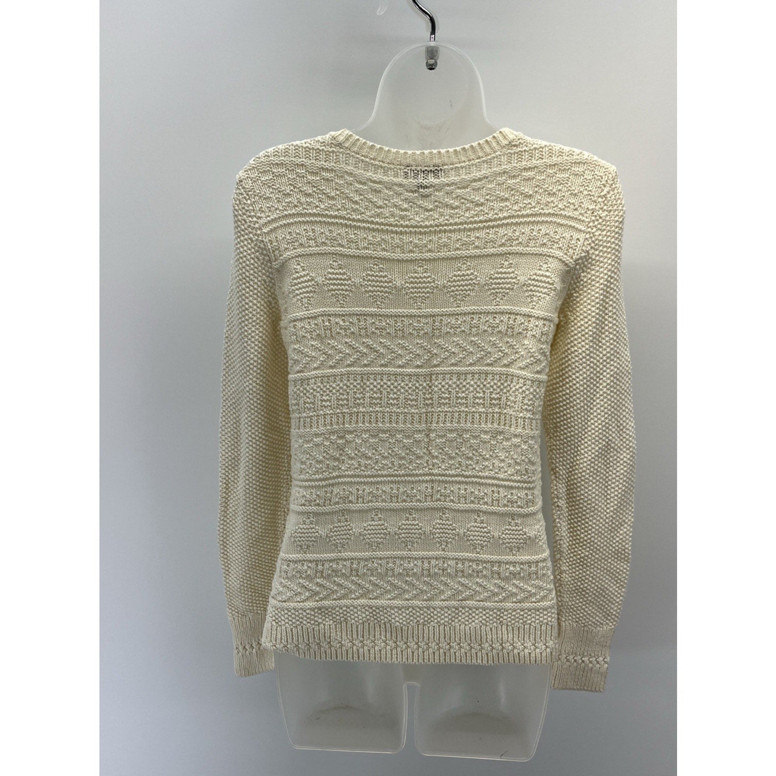 Talbots Womens Cream Textured Nautical Sweater Size XS Anchor Shoulder Buttons