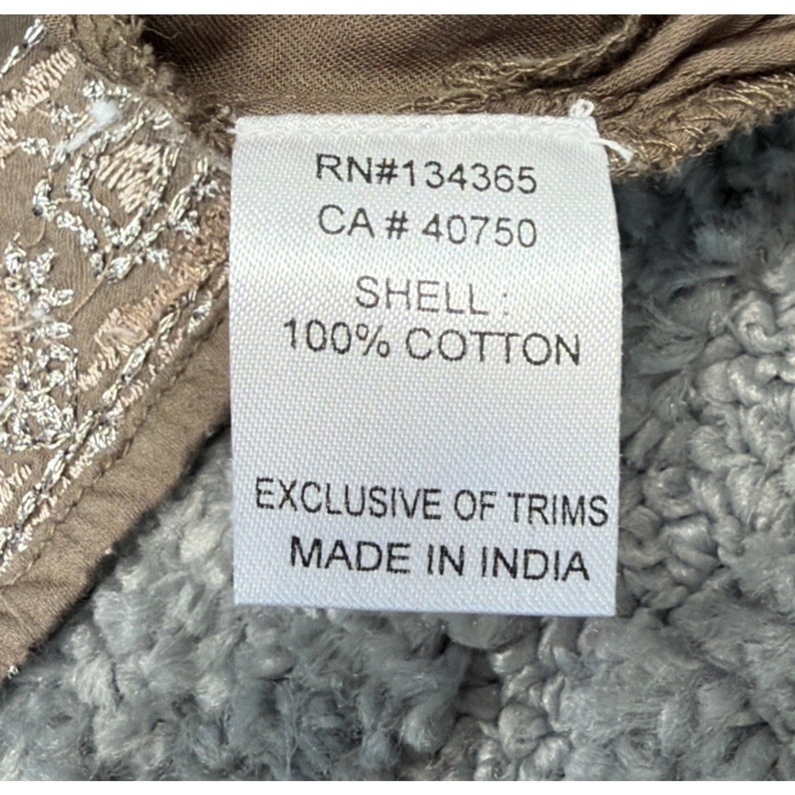 Sigrid Olsen Signature Taupe Embroidered 3/4 Sleeve Boho Tunic Top Size Small