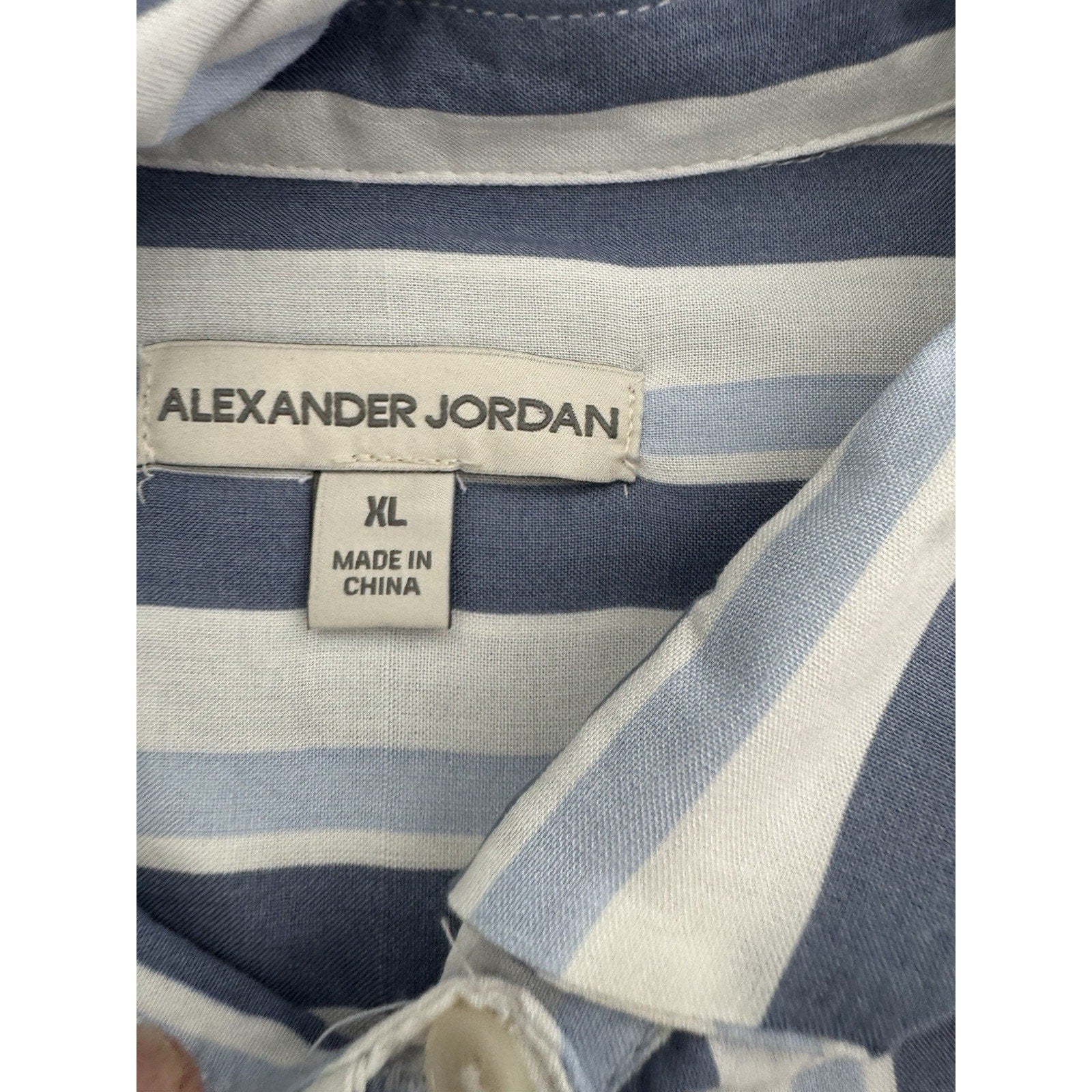 Alexander Jordan Womens XL Rayon Blue Striped Short Sleeve Flowy V-Neck