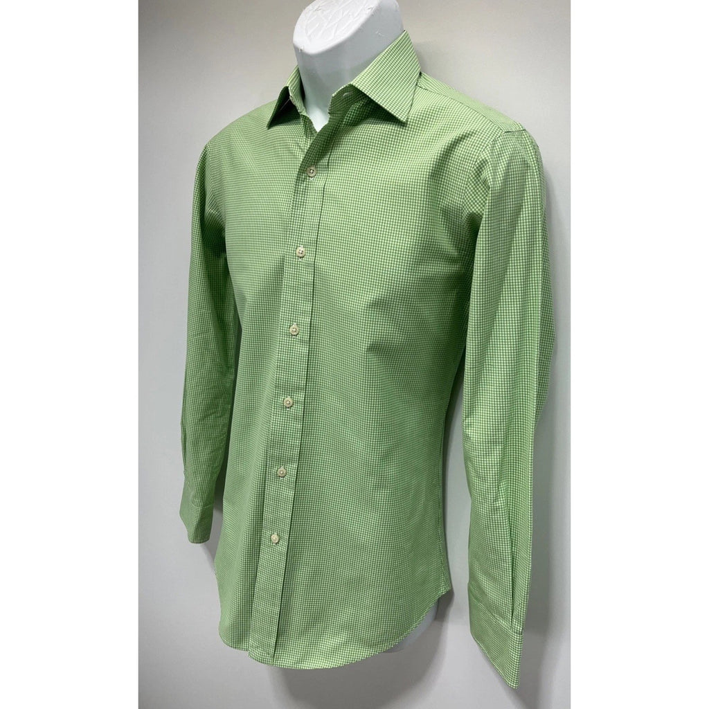 POLO RALPH LAUREN Green Gingham CURHAM CUSTOM FIT Shirt Size Small Long Sleeve