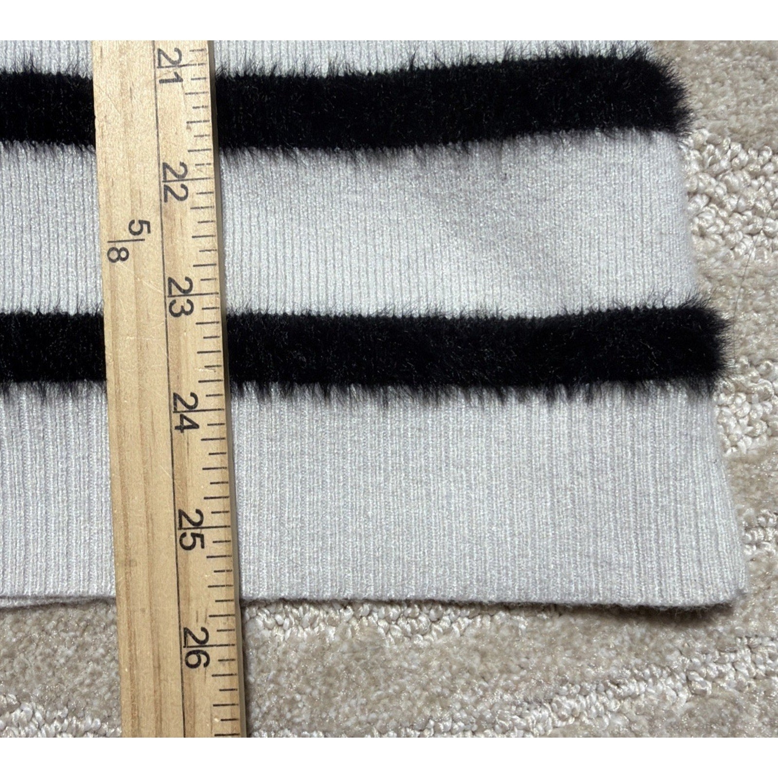 Chico's Women L Gray Striped Eyelash Touch Of Cashmere Buttery Soft Sweater