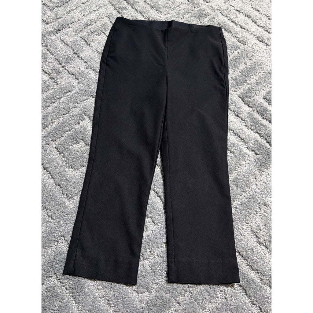 Chicos Size 0 Pants Crop Short Black Pull On Flat Front Womens Career Casual 4