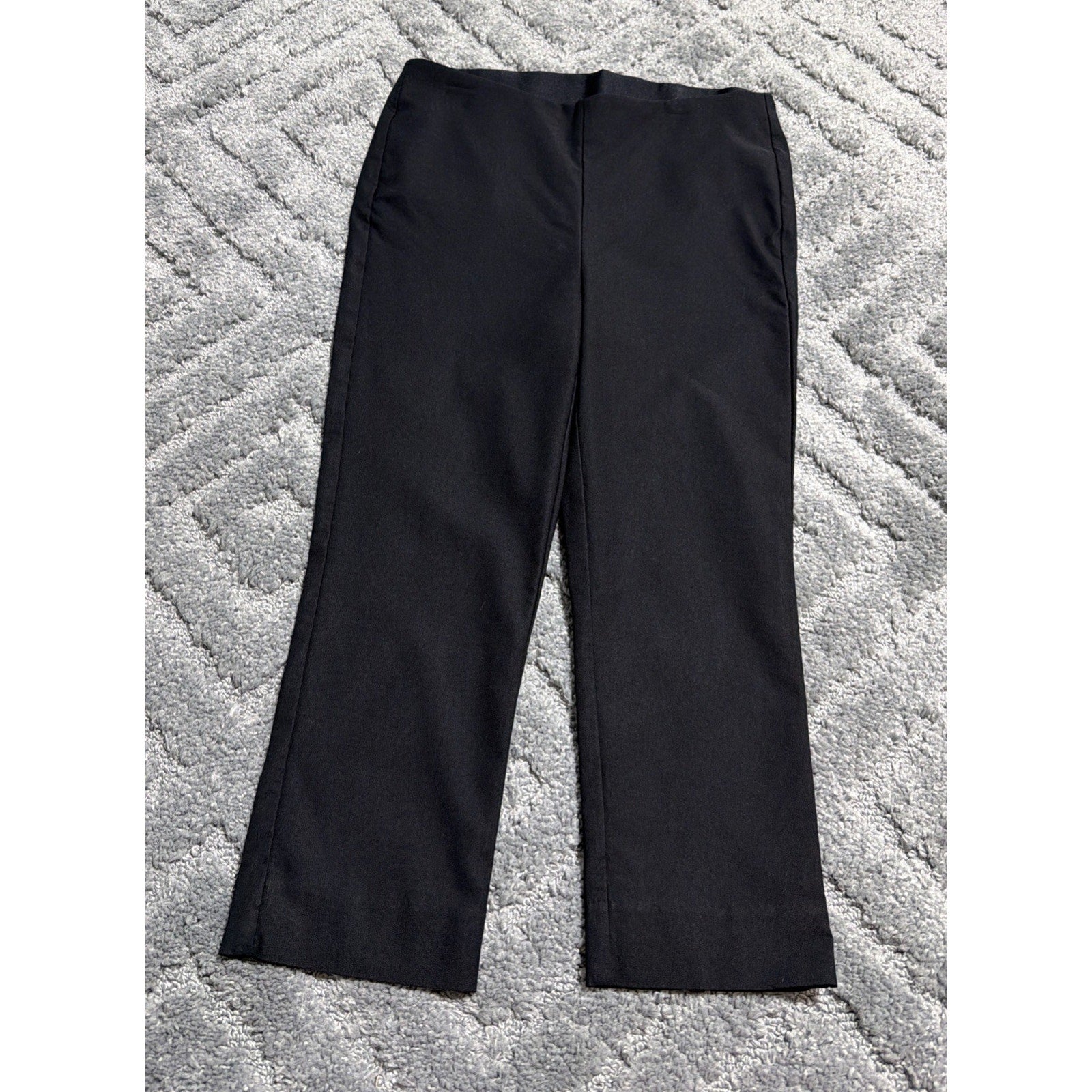 Chicos Size 0 Pants Crop Short Black Pull On Flat Front Womens Career Casual 4