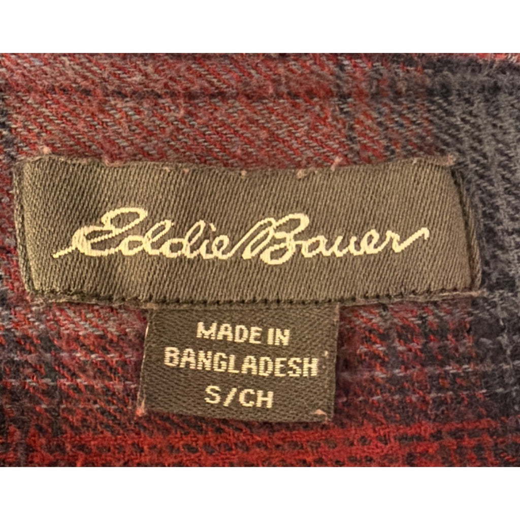 Eddie Bauer Shirt Blue Red Plaid Flannel Mens Size Small Outdoor Casual