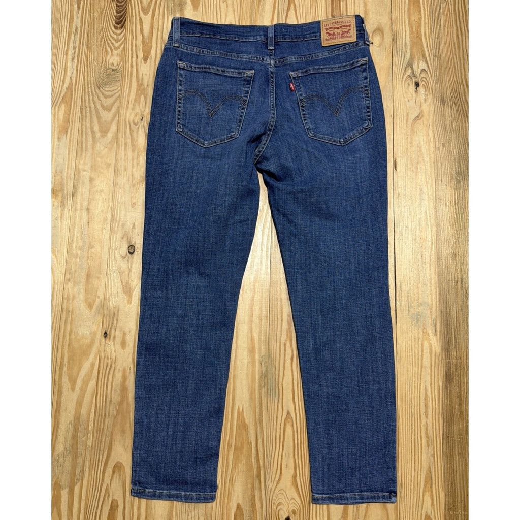Levis Denim Jeans Women 30 Blue Boyfriend Mid Rise Distressed Med Wash 31x27