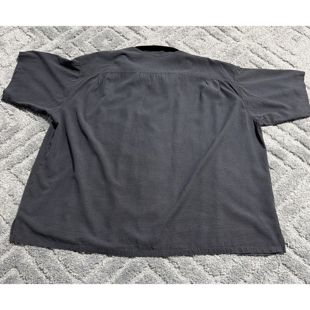 Joseph & Feiss Mens 100% Silk Embroidered Button Up Shirt 3X Black/Cream