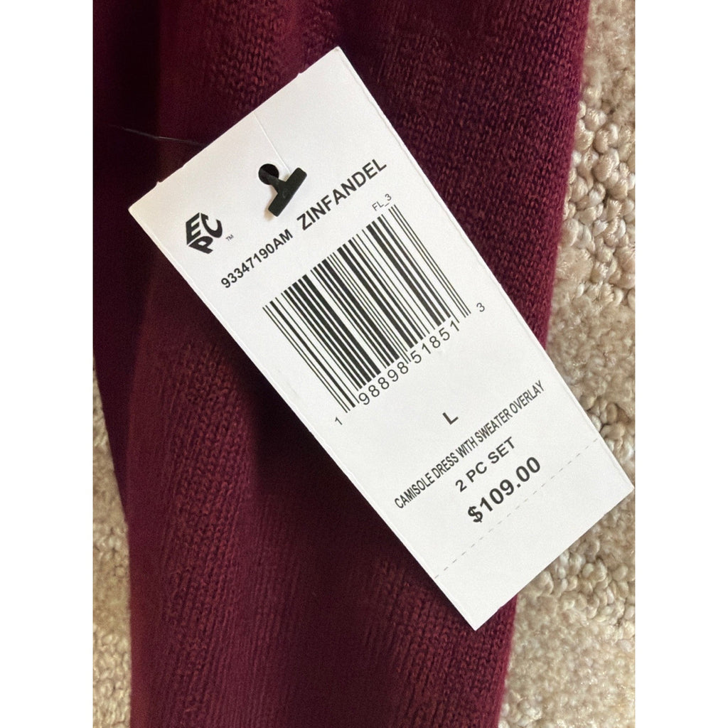 MSK Burgundy Turtleneck Sweater Overlay Dress Cover Up Size Large NWT