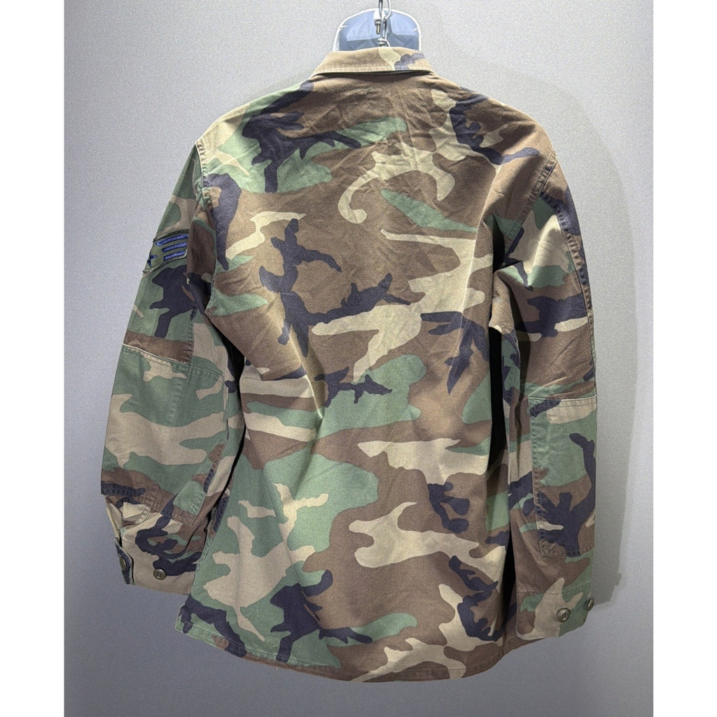 VTG 80s US Military Air Force Woodland Camo Field Jacket Patches Mens M Regular