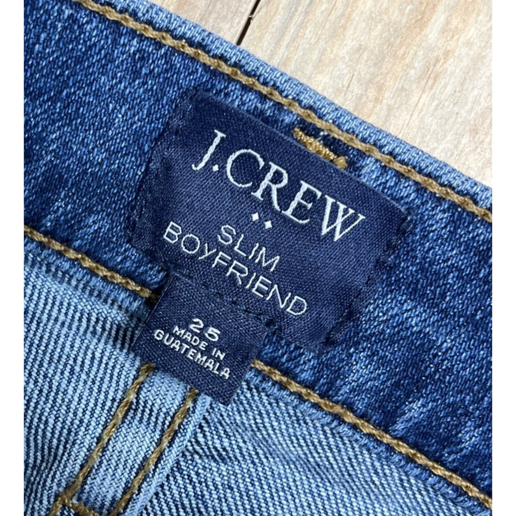 J Crew Womens Jeans Blue Tag Size 25 Mid Rise Slim Boyfriend Denim