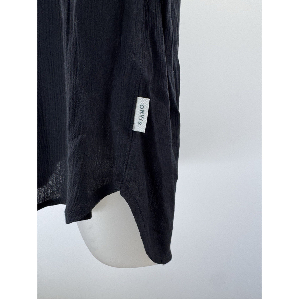 Orvis Short Sleeve Black Rayon Button Front Blouse Women’s Size Medium