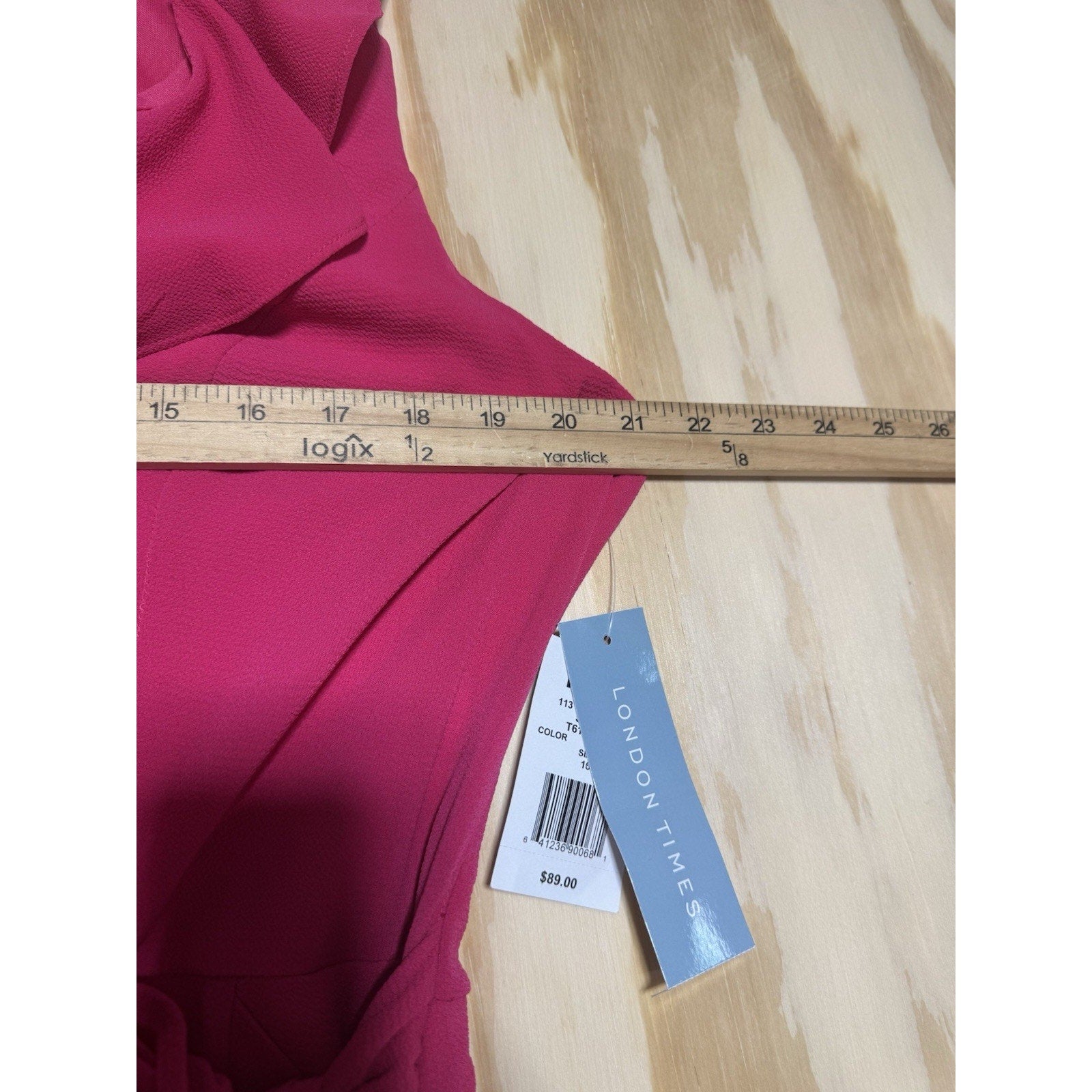 NWT London Times Pink Wrap Dress Size 16 Ruffle Sleeveless Midi Faux Wrap Weddin