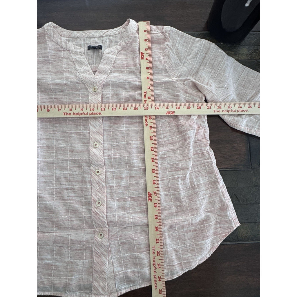 Talbots Plus Pink-on-Pink Check Tunic 100% Cotton LS/Roll Tab Women’s Size 1Xp