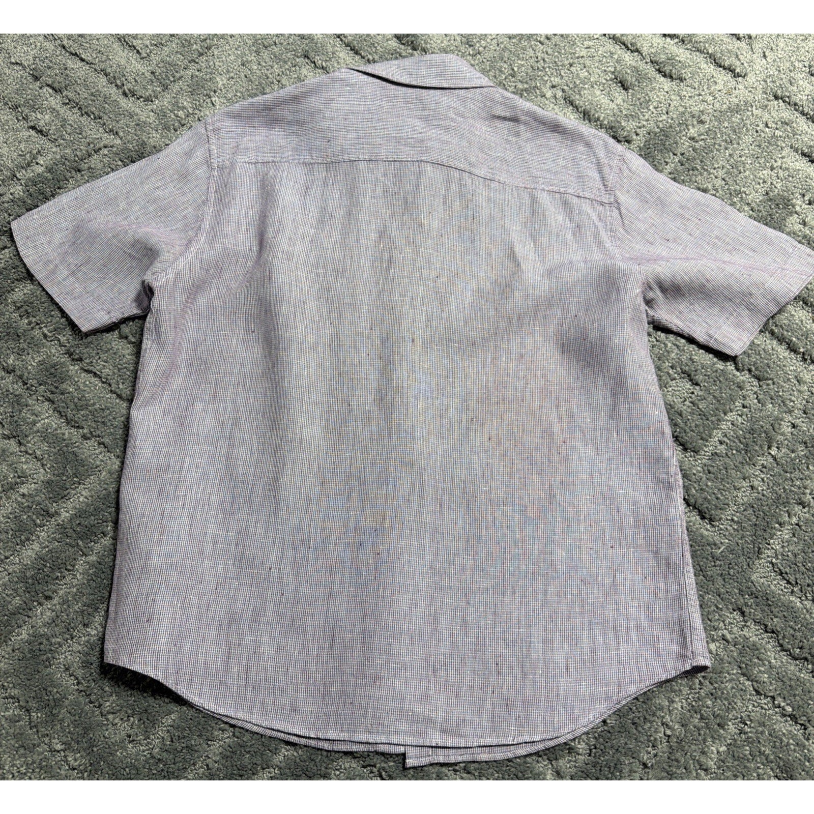 M&S Collection Pure Linen Mens L Shirt Purple Button Collared Preppy Casual