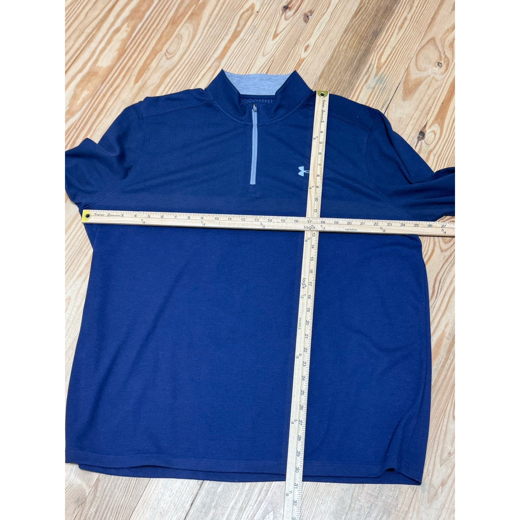UNDER ARMOUR Navy Blue Gray 1/4 Zip Cold Gear Loose Fit Shirt Men’s Size 2XL