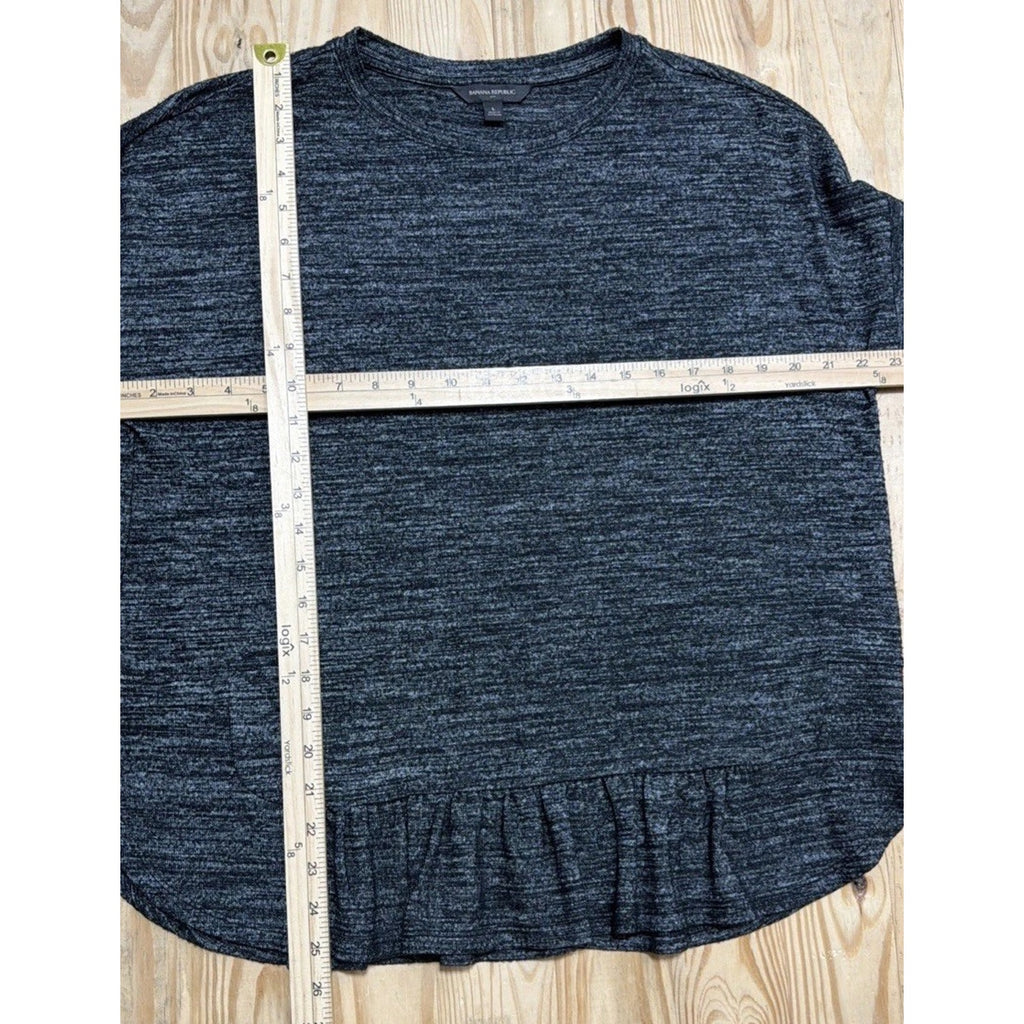 Banana Republic Sweater Large Women's Gray/Black Variegated Soft Knit Peplum