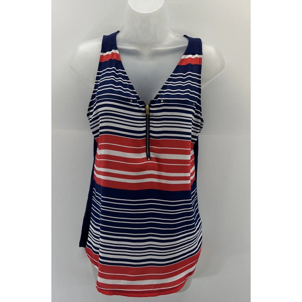 Express Women's Orange Blue White Sleeveless Striped Blouse Tank Size Small