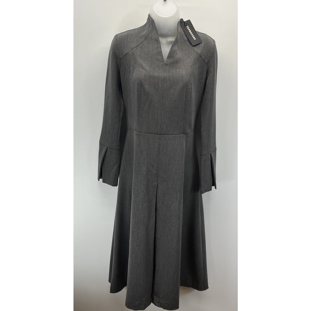 Tavrovska Gray High Neck Midi Pencil Dress Size 38 US 4
