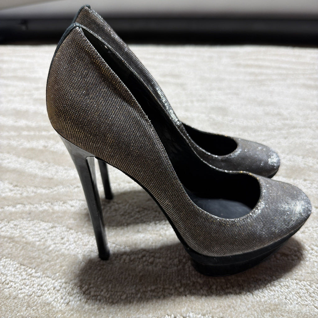 Brain Atwood Platform Silver Shimmer Heels Size 8