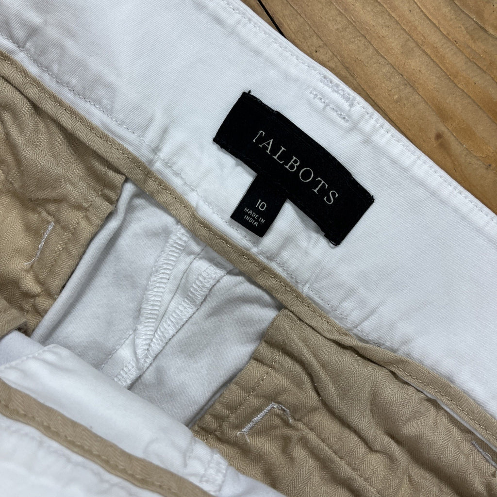 Talbots Perfect Shorts Women's Petite 10 White Flat Front Pockets