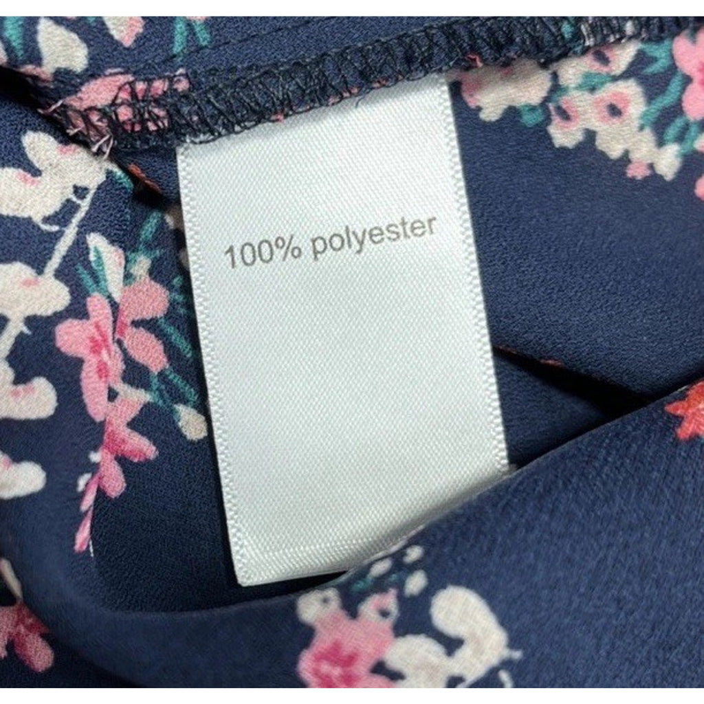 NWT Maurices XS Navy Blue Sleeveless Floral Cottage Blouse Top