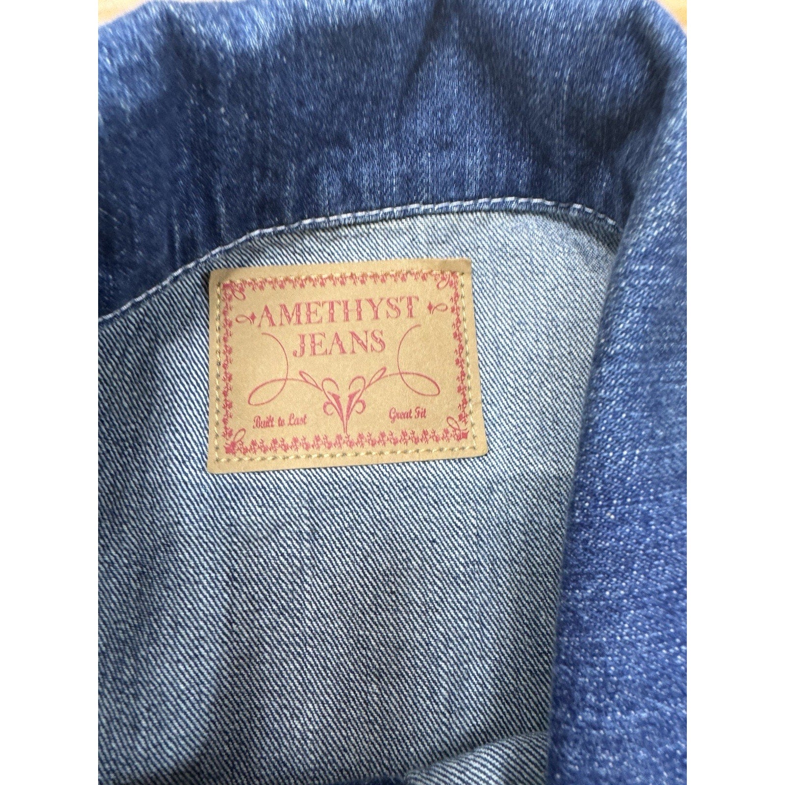 Amethyst Women’s Plus 1X Blue Denim Vest Distressed Button Front