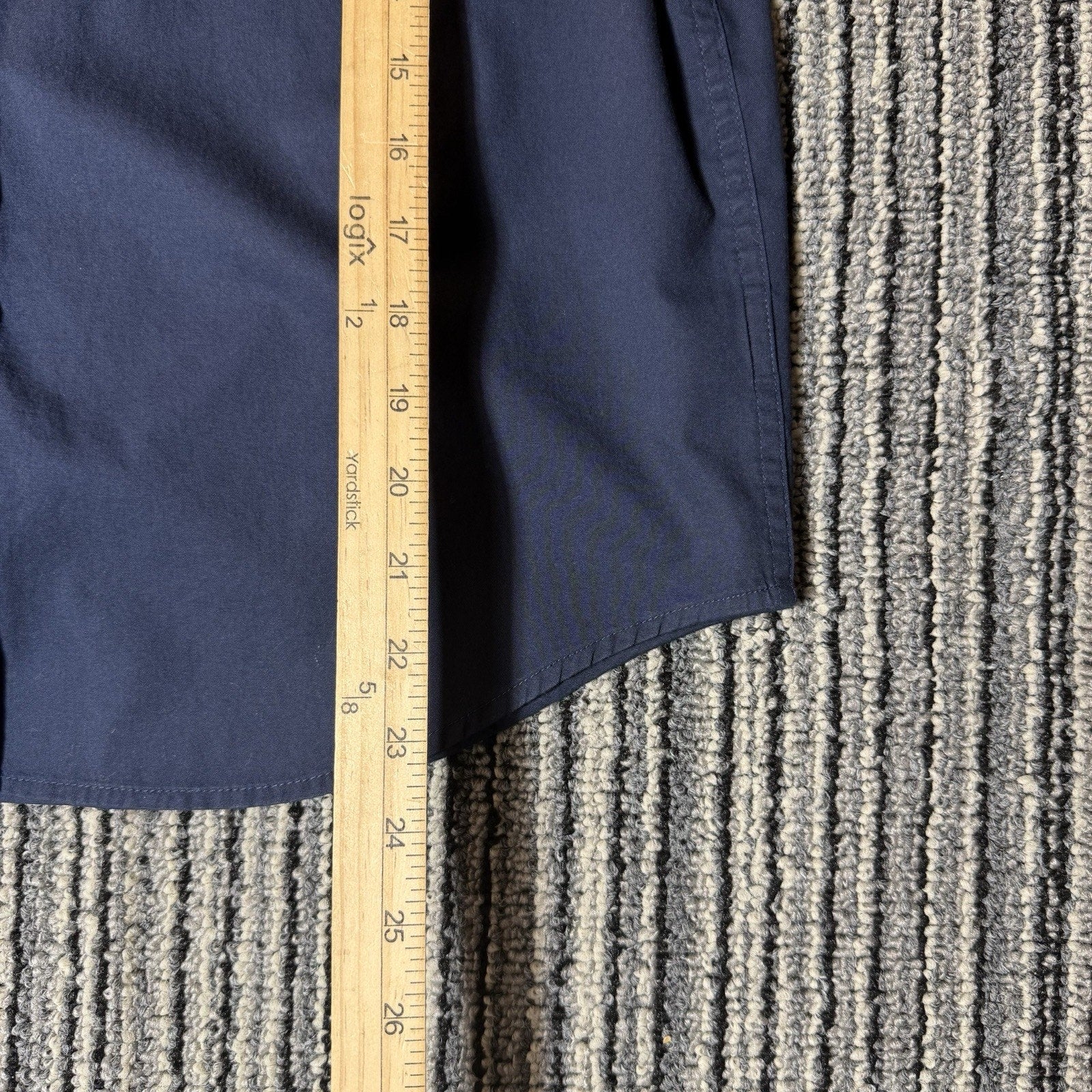 BFC Women’s Medium Navy Blue Short Sleeve Button Up Shirt 100% Cotton Pocket