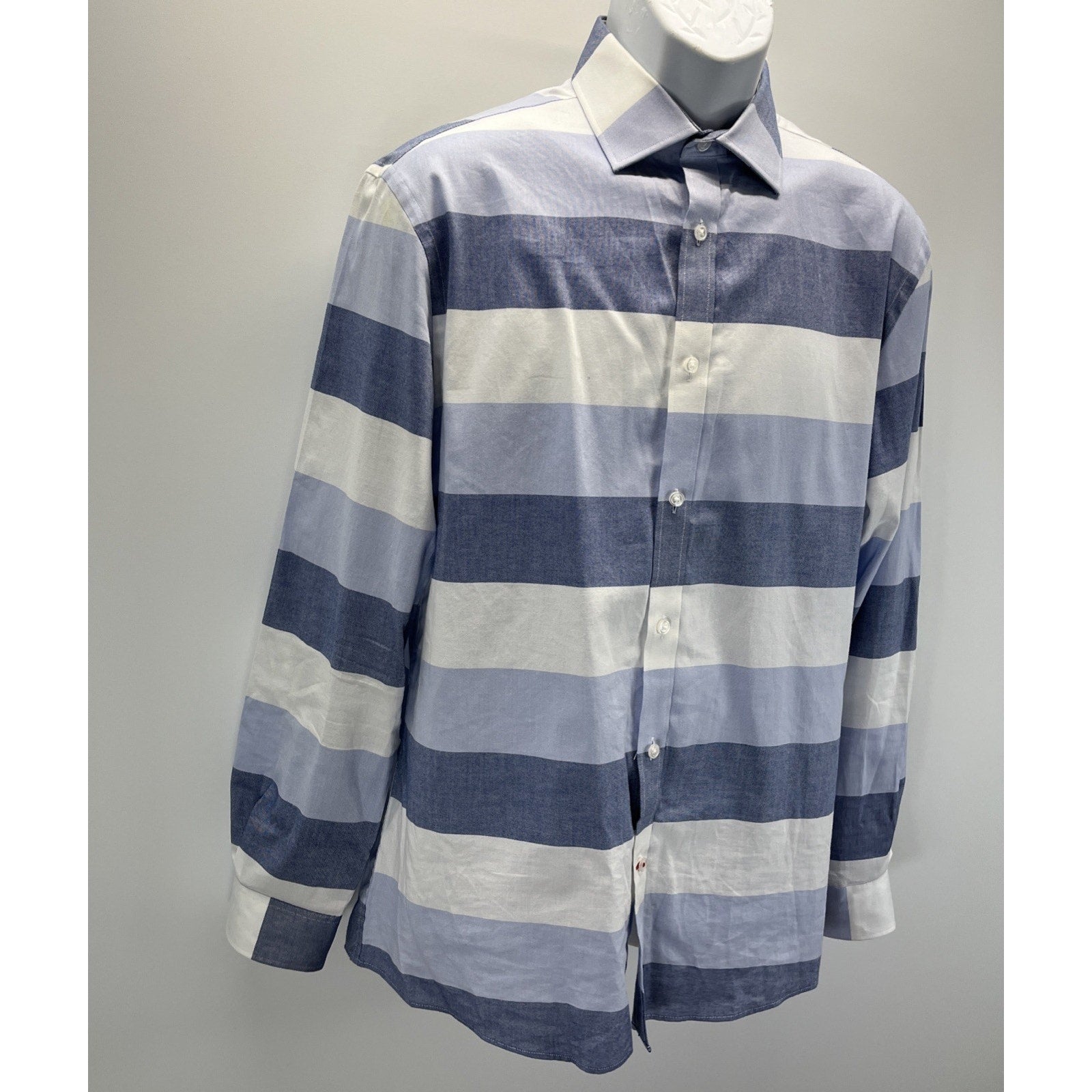 Tommy Hilfiger Shirt Mens M Blue Color Block Slim Fit Button Up Long Sleeve