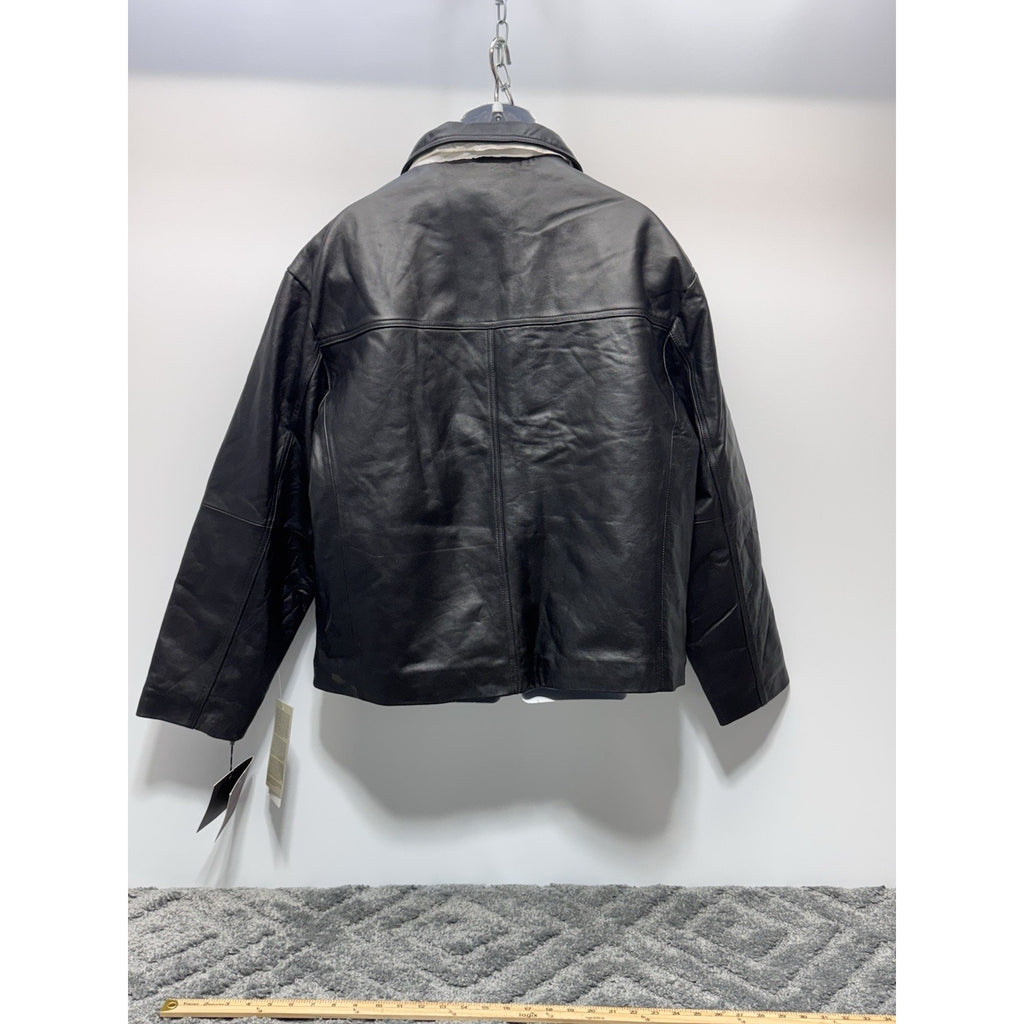 Excelled Black Leather Bomber Jacket Lamb Men’s Size X-Large 0287RM New