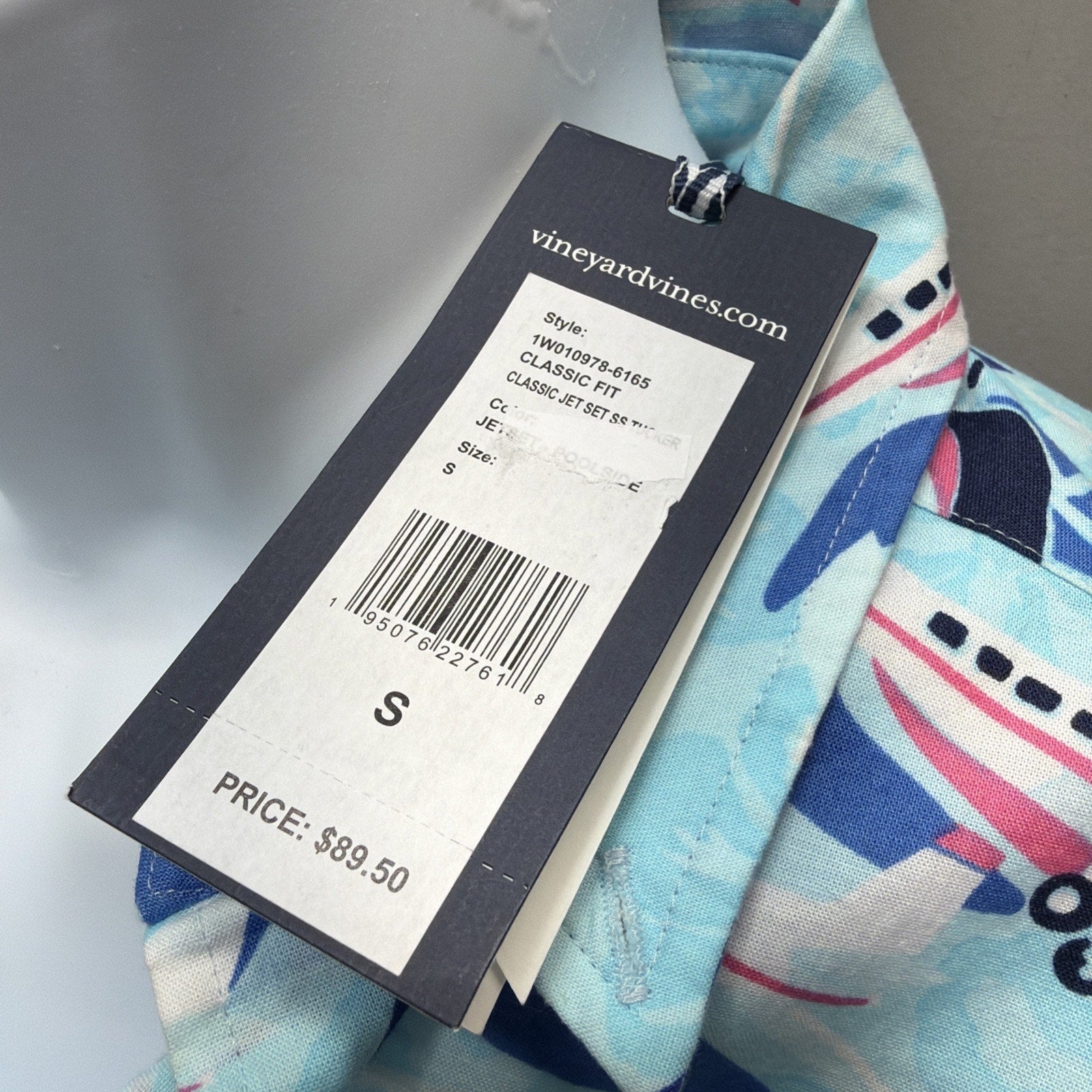 Vineyard Vines Jet Set Airplane Print Button Down Shirt Men’s Small Blue NWT