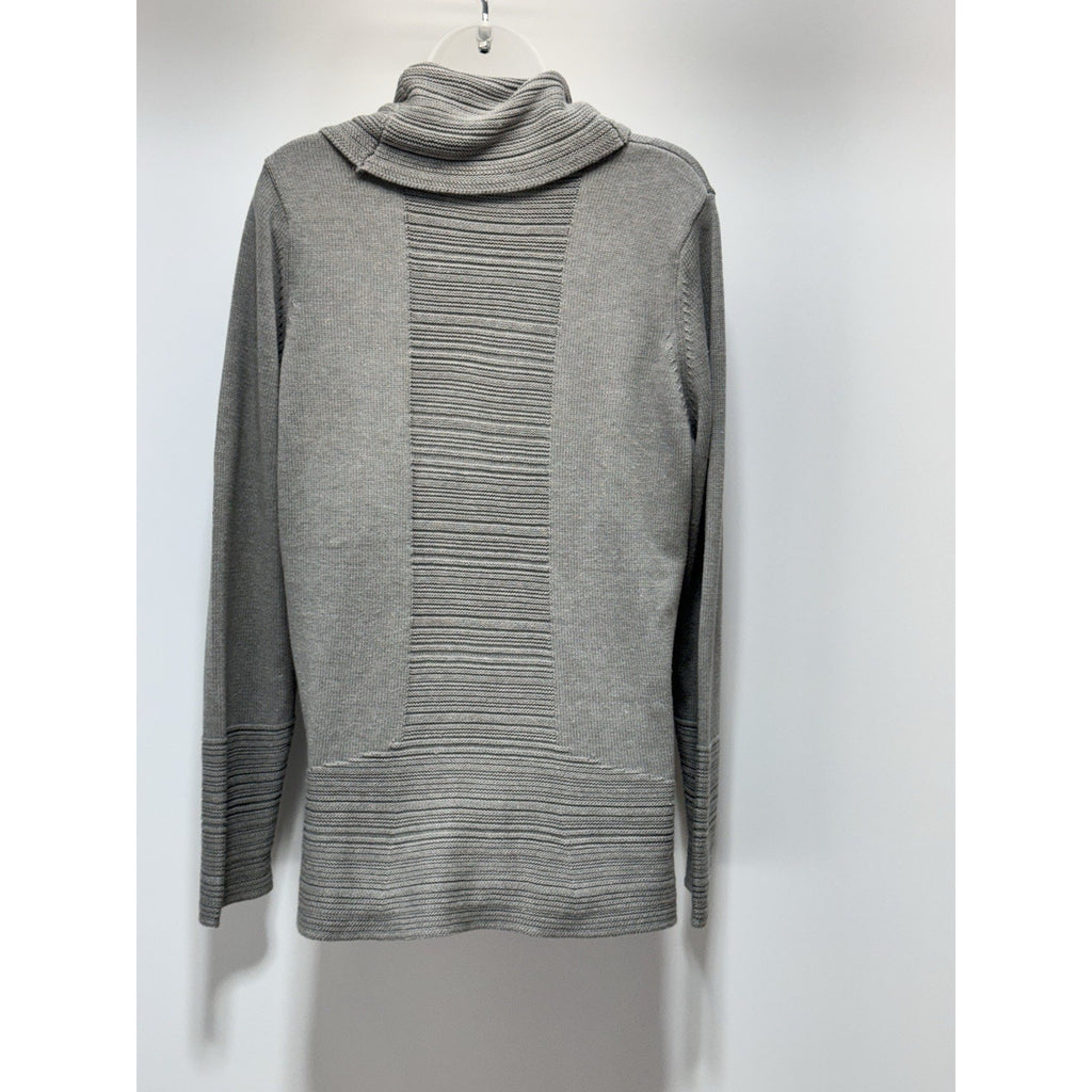 Calvin Klein Gray Cowl Neck Sweater Ribbed Cotton Blend Women’s Size Large