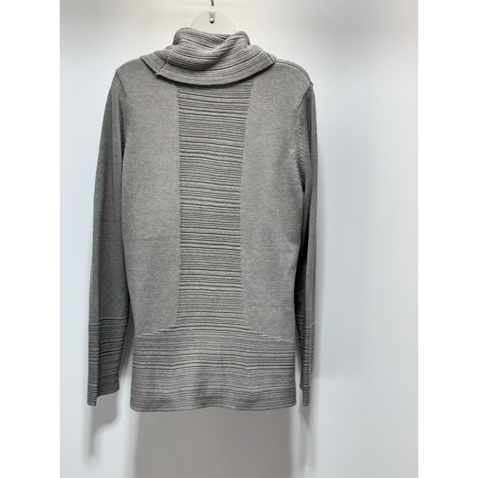 Calvin Klein Gray Cowl Neck Sweater Ribbed Cotton Blend Women’s Size Large