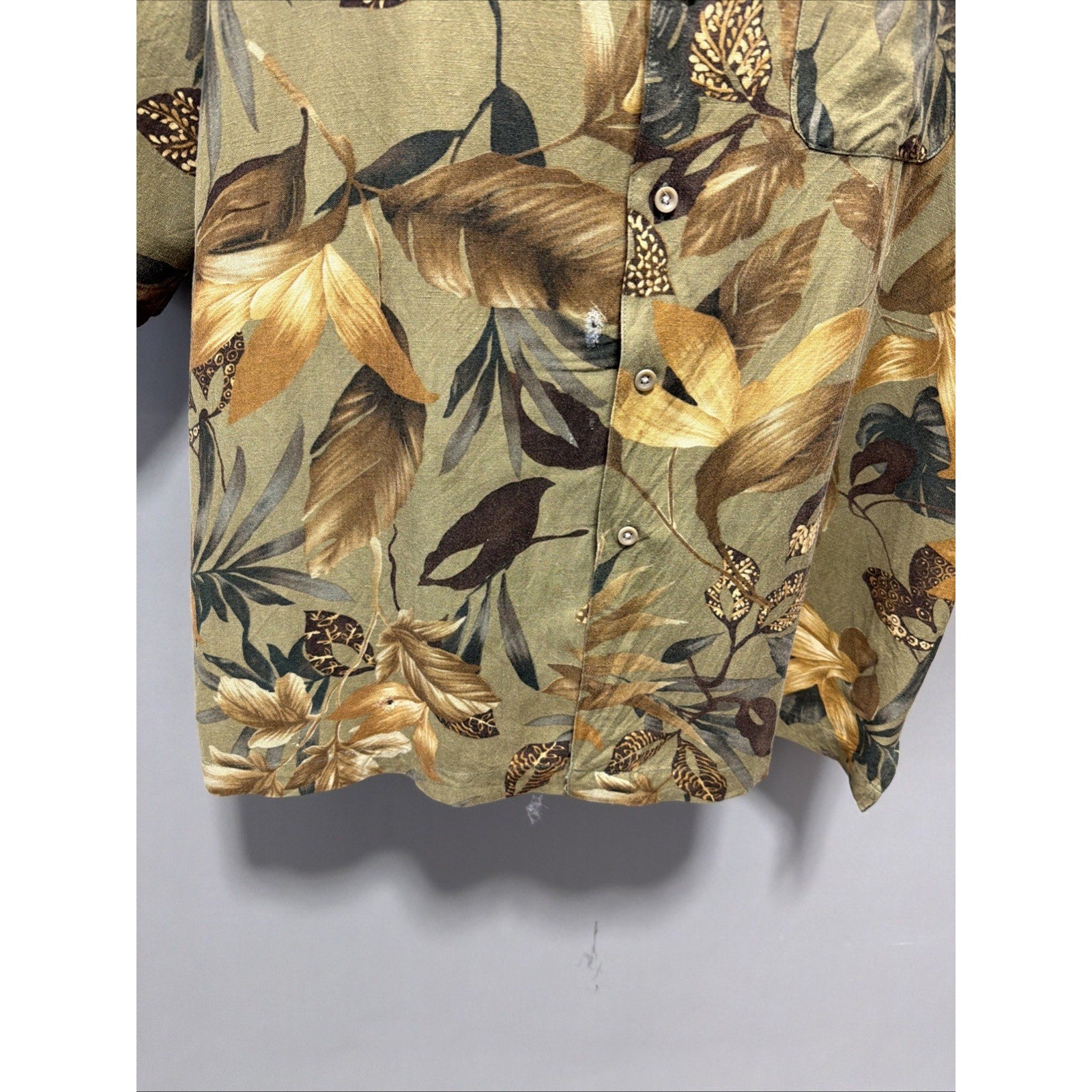 Van Heusen Washable Linen Mens Floral Hawaiian Short Sleeve Shirt Size XL