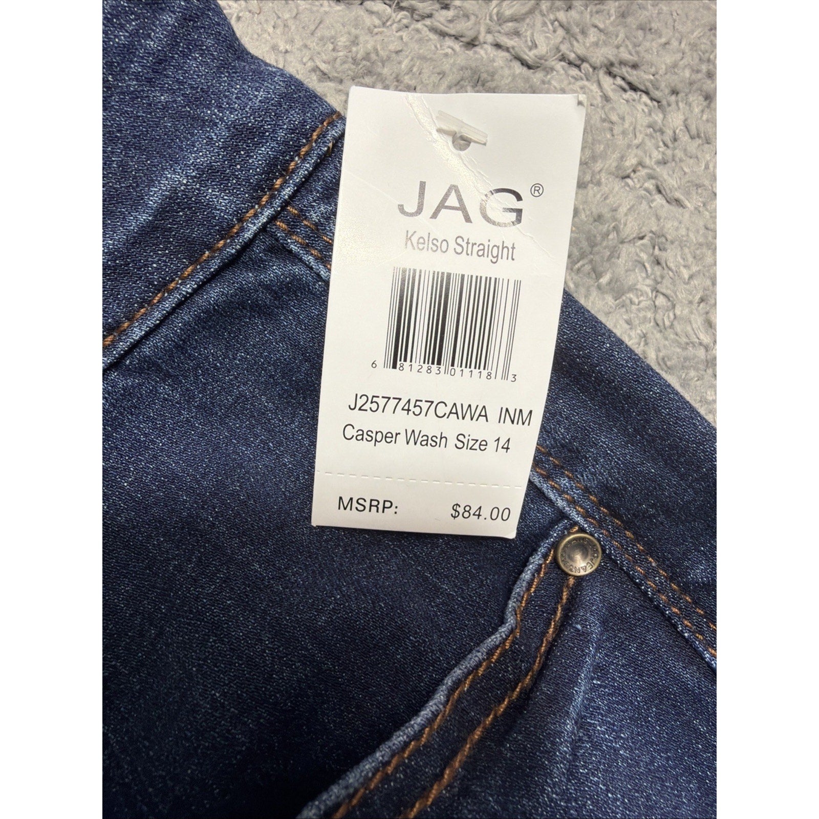 Jag Jeans Kelso Straight Casper Wash Embroidered Pocket Size 14 Denim New W Tags