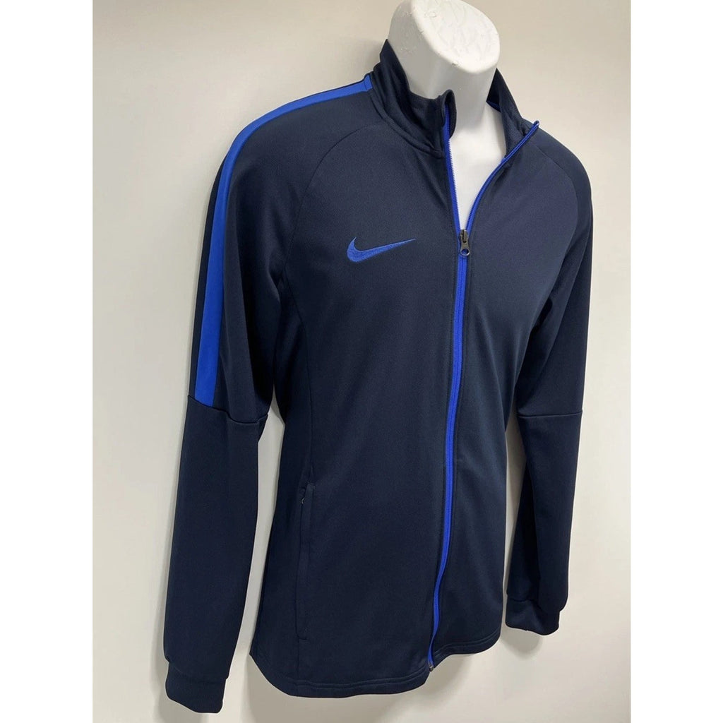 Nike Dri-Fit Men M Mock Neck Full Zip Track Jacket Blue Long Sleeve