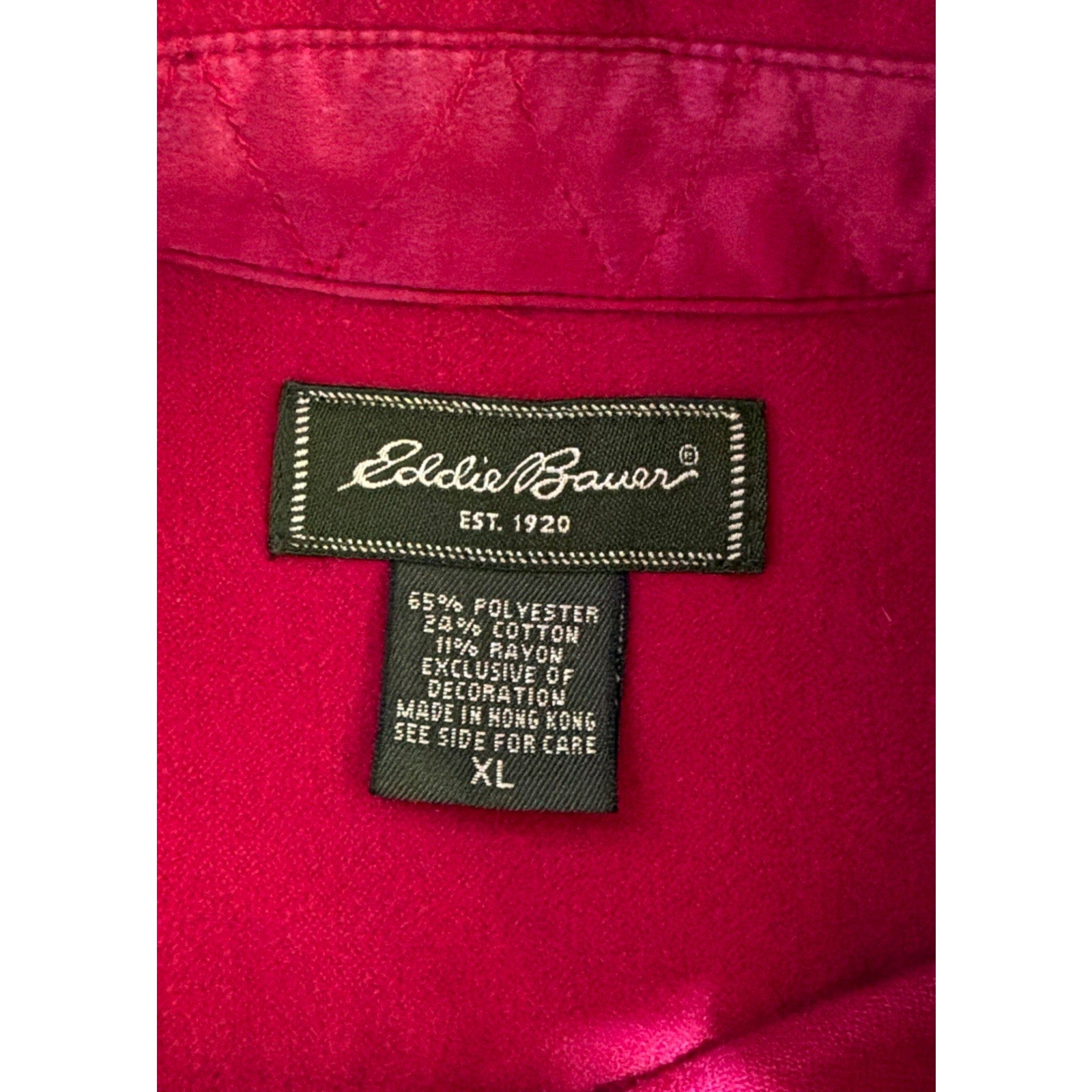 Vtg Womens XL Eddie Bauer Magenta Long Sleeve Soft Micro Fleece Western Shirt