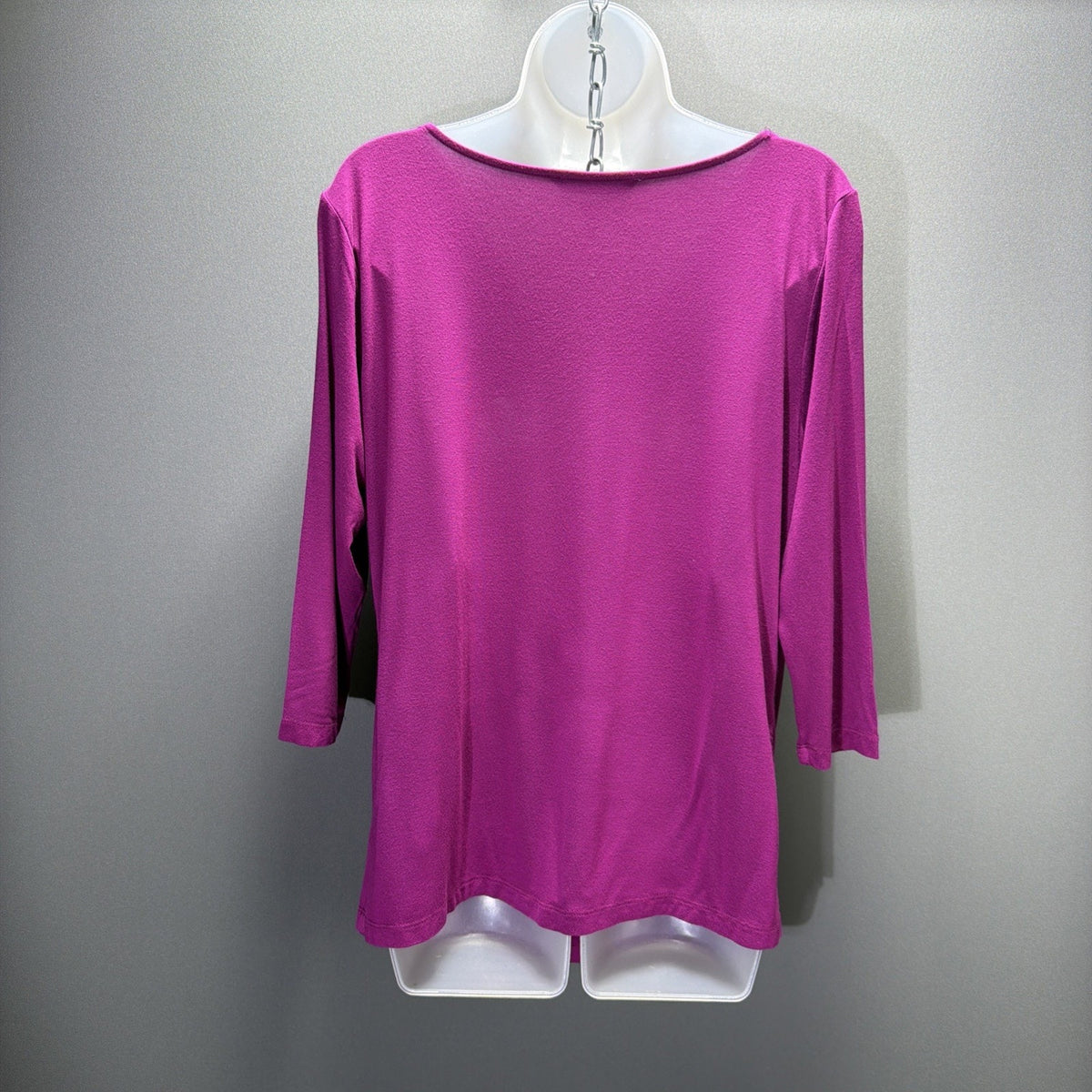 Peter Nygard Cowl Neck Top Women Fuchsia 3/4 Sleeve Stretch Size Petite Large