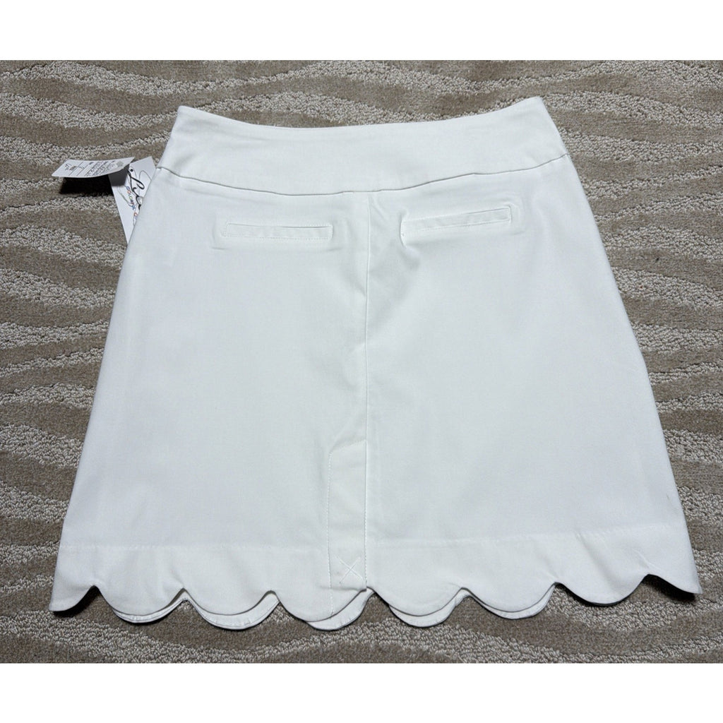Lulu-B White Scalloped Hem Pull On Skirt Women’s Size 8 NWT Golf Resort