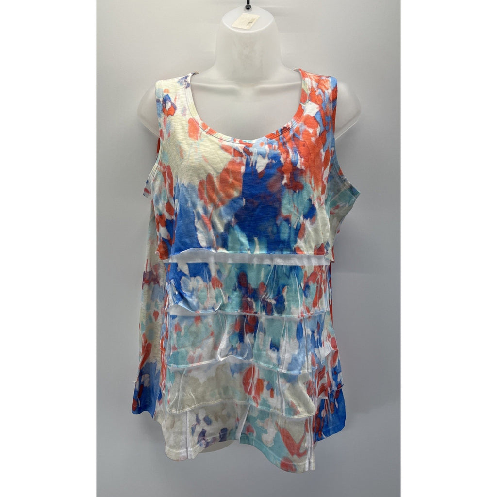 Coldwater Creek Tank Top Womens Size L Tiered Sleeveless Multicolor Base Layer
