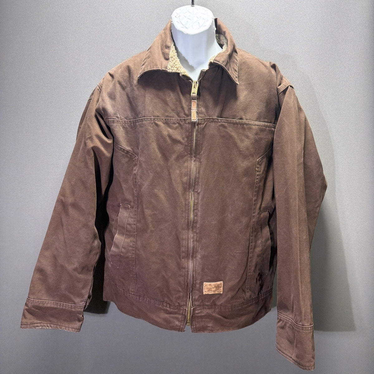 Vintage C.E. Schmidt Workwear Sherpa Quilt Lined Duck Canvas Jacket Men's L Tall