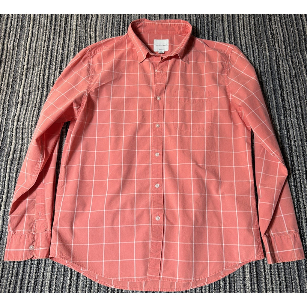 American Eagle Outfitters Shirt Men’s Size L Pink White Classic Fit Long Sleeve