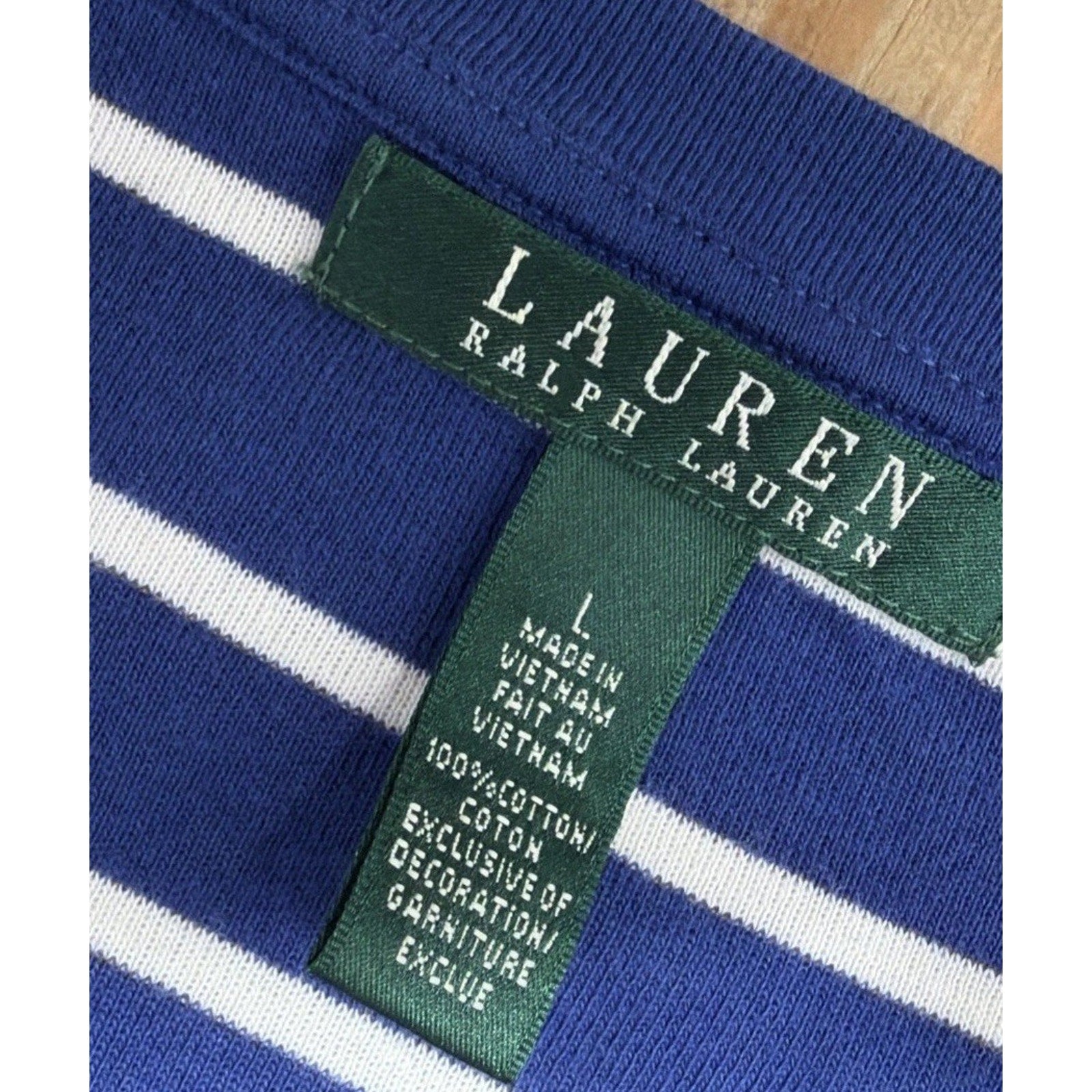Lauren Ralph Lauren Womens Top Size L Blue Striped Knit Shirt Long Sleeve