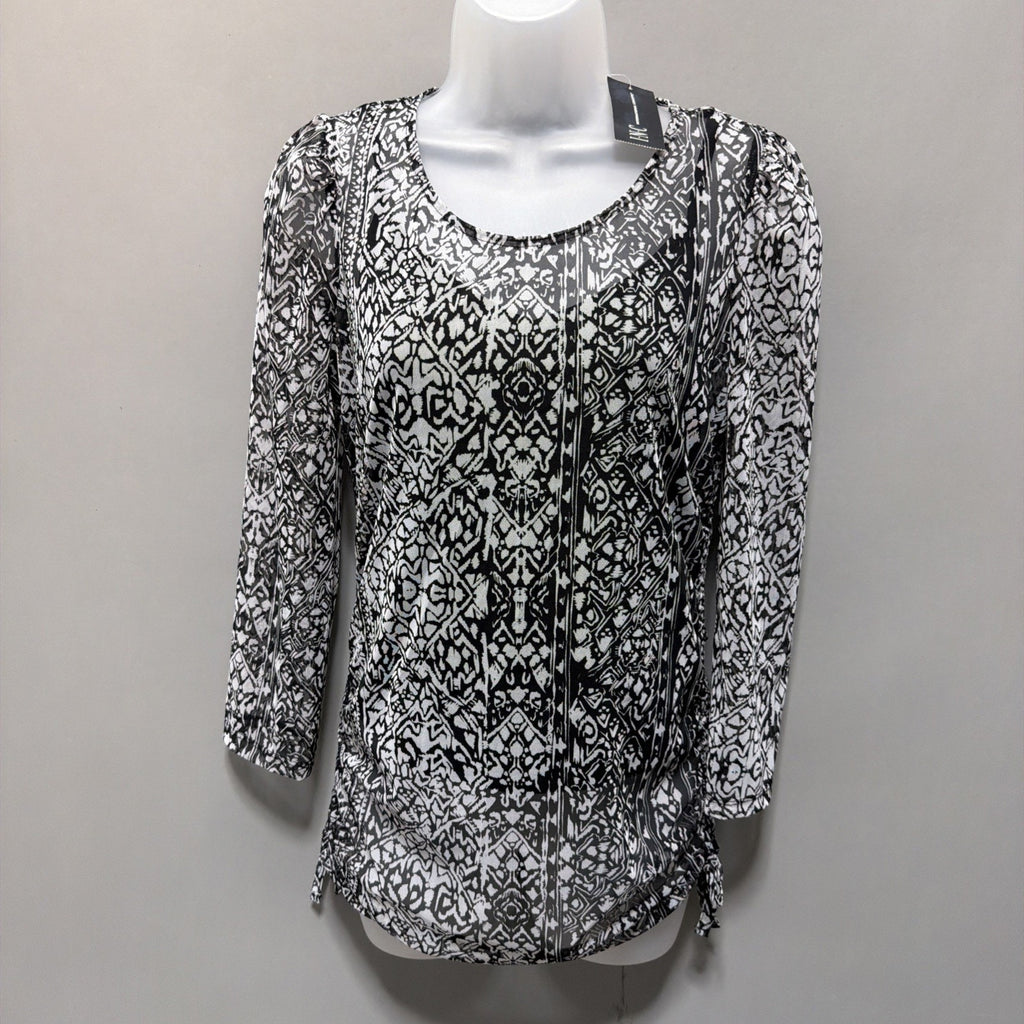 INC International Concepts 3/4 Sleeve Top Women’s S Blouse Ruched Built In Cami