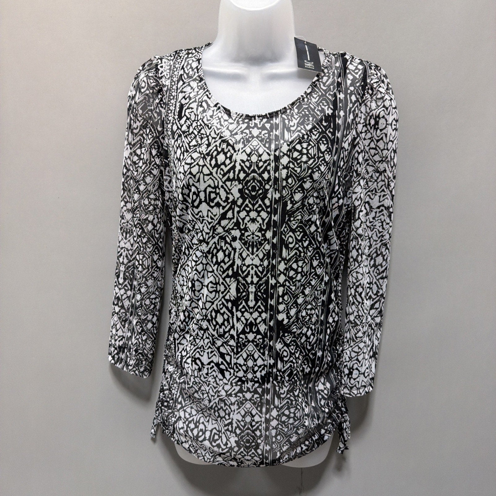 INC International Concepts 3/4 Sleeve Top Women’s S Blouse Ruched Built In Cami